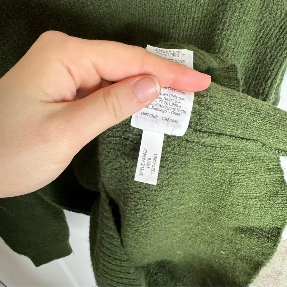 J. Crew High Low Waffle Sweater Coziest Yarn Green Crewneck Size XS